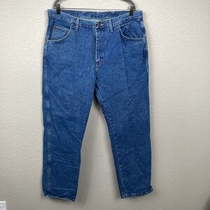 Wrangler Regular Fit Straight Leg Jeans Western Rodeo Cowboy Rigid Denim 38x32